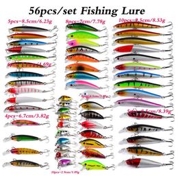 56pcs lot Fishing Lures Set Mixed Minnow lot lure Bait Crankbait Tackle Bass For Saltwater Freshwater Trout Bass Salmon Fishing307F