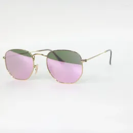 Sunglasses 9 Colours Metal Polygon Small Mirror Frame Men's Glasses Fashion Retro Style Women's Reflective Glass Lenses Purple