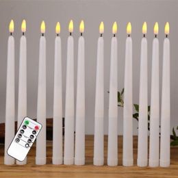 Candles 12pcs Yellow Flickering Remote LED Candles Plastic Flameless Taper Candles bougie For Dinner Party Decoration289H