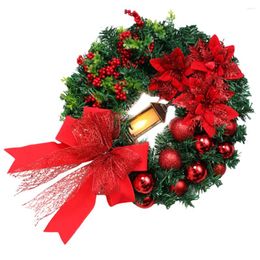 Decorative Flowers Decorate Garland Lights Front Door Wreath Holiday Plastic Christmas Wall Hanging