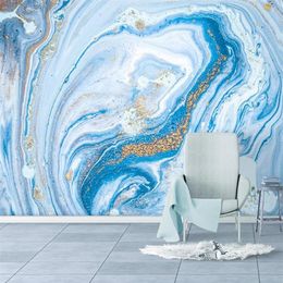 Wallpapers Custom 3D Wallpaper Mural De Parede Blue Marble Pattern TV Background Wall Painting Papers Home Decor Living Room Moder216E