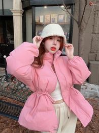 Women's Trench Coats Sweet Girl Thickened Cotton Jacket Autumn/Winter Stand Collar Waist Wrapped Bread Coat Top Fashion Female Clothes