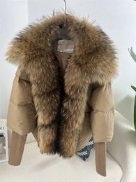 Women's Fur Faux Fur Large Real Silver Fox Fur Collar with Knit Sleeve Winter Women Coat White Duck Down Jacket Super Fashion Outerwear Luxury 231121