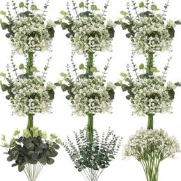 Christmas Decorations 30PCS 3 Kinds Mixed Fake Plant Eucalyptus Leaf BabysBreath Vase for Home Garden Wedding Artificial Flowers 231122