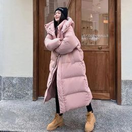 Women's Trench Coats Warm Winter Pink Hooded Long Parka Chaqueta Thick Windproof Parca Overcoat Casual Snow Wear Cotton Padded Women