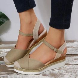 Sandals Women Closed Toe Wedge 2023 Summer Buckle Strap Gladiator Shoes Woman Fashion Platform Sandalias Mujer