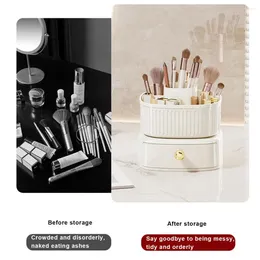 Storage Boxes Office Cosmetic Organisation Rotating Makeup Brush Holder 360 Degree Organiser With Drawer For Dressing Table
