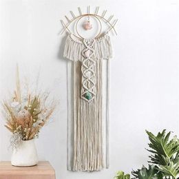 Tapestries Macrame Wall Hanging Evil Eye Dream Catcher Room Decor Crystal Stone Pendant Boho Woven For Bedroom Home Decoration275d