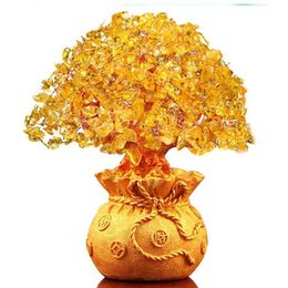 Crystal Yuanbao Tree Delicate Fortune Ornament Gold Ingot Money Wedding el Celebration Lucky X0710245G