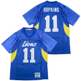 축구 고등학교 Daniel Lions Jersey 11 Deandre Hopkins Sport Moive 스티치 및 자수 통기성 순수 면화 팀 Blue College Pullover Uniform