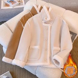 Women's Fur 2023 Winter One-Piece Hair Jacket Overcoat Plus Velvet Thick Imitation Lamb Coat Loose Warm Parker Coats