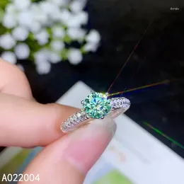 Cluster Rings KJJEAXCMY Fine Jewellery 925 Sterling Silver Inlaid Green Mosang Diamond Gemstone Ladies Ring Noble Support Detection Selling