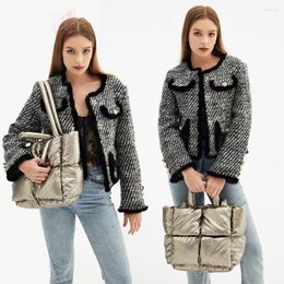 Evening Bags 2023 Fashion Handbag Women Space Pad Cotton Feather Down Bag Winter Soft Shoulder Tote Bolsa Feminina