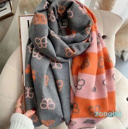 Scarves Cashmere Scarf For Women Warps Design Winter Warm Pashmina Plaid Shawl Thick Blanket Foulard Bandana