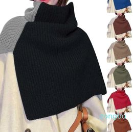 Scarves Women's Solid Colour Slit High Collar Shawl Knitted Scarf Warm Pullover Woollen Womens Neck Ski Sleeve