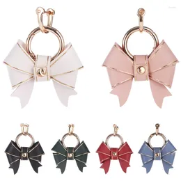 Keychains Handmade Kawaii Bowknot Keyring Pendant Cute Leather Unisex Key Chains For Friend Luxury Design Bow Car Keychain Accessories