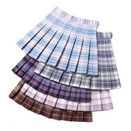 Skirts Women Pleat Skirt High Waist Harajuku Preppy Style Plaid Mini Skirts Cute Japanese School Uniforms Jupe Kawaii Skirt Saia Faldas 230422