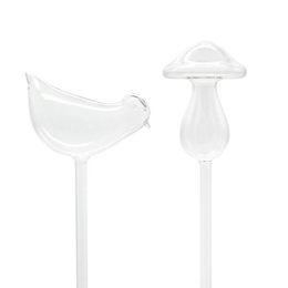 Plant Watering Bulbs Bird Mushroom Design Hand-blown Glass Self Watering Transparent266E