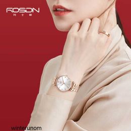 Rosdn Import Watches Rosdn Watch Women Diamond Simple Temperament Womens Watch Waterproof Quartz Watch Swan Series Fashion Trend Watch Imported Movement Watc HB4Y