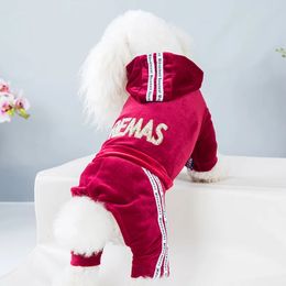 Dog Apparel clothing letter decoration wool dog hoodie suitable for sweatshirts Yorkteddy jumpsuits winter warm pet 231121