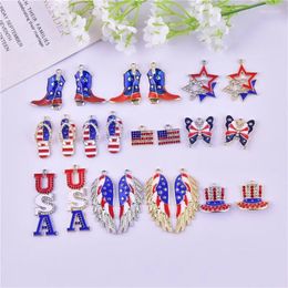 Charms 10pcs/pack Flag Slippers Butterfly Star USA Leather Boots Metal Pendant Jewelry Making Craft DIY