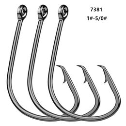 1#-5 0# 7381 Sport Circle Hook High Carbon Steel Barbed Hooks Fishhooks Asian Carp Fishing Gear 200 Pieces Lot316L