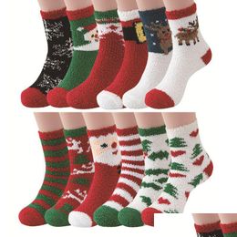 Mti-Style 120-Pin Elk Christmas Socks Thickened Coral Fleece Floor Christmas-Sock Wholesale Drop Delivery Dhbvz