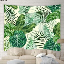 Tapestries Tropical Green Plants Tapestry Bohemia Wall Hanging Palm Tree Leaf Banana Flamingo Animal Background Cloth Bedroom Home284x