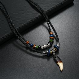 Pendant Necklaces Personalized Retro Double-layer Old Wolf Tooth Necklace Jewelry Men's