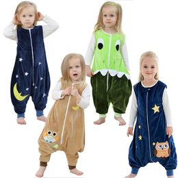 Pyjamas Halloween Child Flannel Cartoon Warm Sleepwear Romper Winter Sleeping Bag Baby Clothes Girl Pyjamas Toddler Boys Kids Jumpsuits 231122