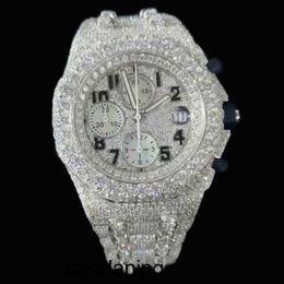 2023 Ap Stones Version Orologi Moissanite Silver Pass Test Mens Vvs Diamonds Orologio di migliore qualità Movimento automatico Eta Cronografo di lusso completamente ghiacciato