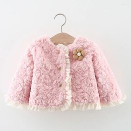 Jackets Toddler Girl Winter Ruffles Plus Velvet Thicken Warm Children Clothing Christmas Infant Outerwear Coats