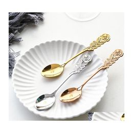 Spoons Soup Spoon Stainless Steel Goldplated Coffee Tea Dessert Meal Fruit Stir Kitchen Dinnerware Tableware Customized Vt1564 Drop Dhfpq