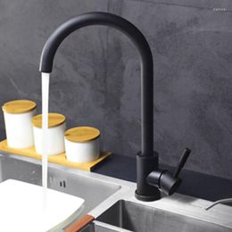 Kitchen Faucets 304 Stainless Steel And Cold Mixing Sink Faucet Black White Two-color Paint Rotatable