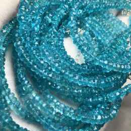 Loose Gemstones Wholesale Natural Top Apatite 4mm Faceted Rondelle Paraiba Blue Bracelet & 925 Silver For Jewelry DIY Making Design