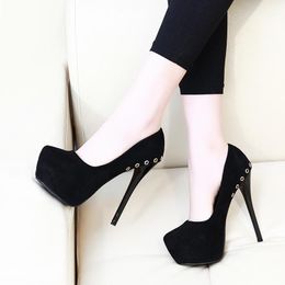 Dress Shoes Womens 14cm Banquet Super High Heels Thin Platform Pumps Nightclub Models Catwalk Single Shoe Small Size 32 33