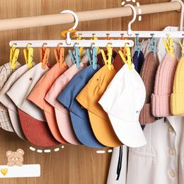 Hangers 8 Clips Hats Socks Organiser Rack Hanging Peaked Cap Scarf Storage Hanger Multi-functional Closet Wardrobe Holder