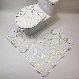 Carpets Gold Printing Rugs For Bedroom Mechanical Wash Geometric Print Rug And Home Living Room Bathroom-Toilet Mats Set267T