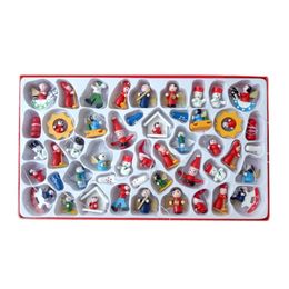 Garden Decorations 48PCS Christmas Mini Ornaments Small Wooden Party Gifts 230422