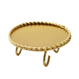 Candle Holders 3pcs Retro Durable Desktop Anti Rust For Table Living Room Bedroom Iron Plate Gold Home Decor Round El Holder Gift239S