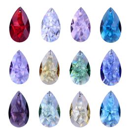 Garden Decorations H D 12PCS 38mm Multicolor Crystal Faceted Drops Chandelier Pendants Prisms Suncatcher Window Hanging Ornament Decoration 230422