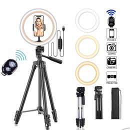 Flash Heads 26Cm P O Ringlight Led Selfie Ring Light Phone Remote Control Lamp Ography Lighting With Tripod Stand Holder Video Drop De Dhsrv