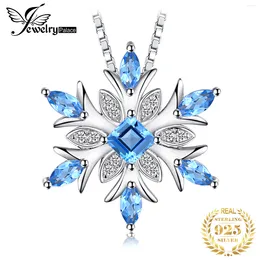 Pendants JewelryPalace Snowflake Natural Blue Topaz 925 Sterling Silver Pendant Necklace For Woman Gemstone Fine Jewellery Without Chain