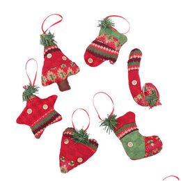 Christmas Decorations Tree Pendants Creative Socks Canes Gift Ornaments Scene Dressing Up Supplies Drop Delivery Dhxzd