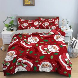 Bedding sets Red Christmas Theme Duvet Cover Cartoon Santa Claus Set Kids Boys Girls Adult Gifts Happy Holidays Atmosphere Room Decor 231122