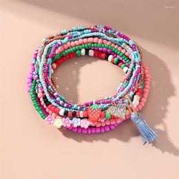 Anklets Boho Colourful Multi Layers Beaded Beads For Women Summer Ocean Beach Tassel Ankle Bracelet Foot Leg Jewellery