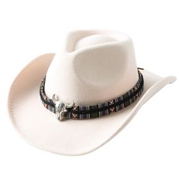 Wide Brim Hats Bucket Men's cowboy hats accessories horns jazz top ladies men's curly women's fedora knight large ethnic Panama 230421