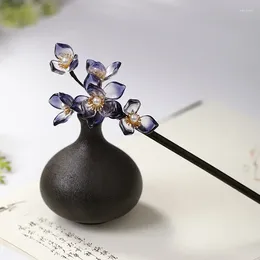 Hair Clips Sandalwood Flower Shape Hairpin Handmade Coiled Wooden Fork Sticks Retro Chinese Hanfu Accessories Jewelry Tiara