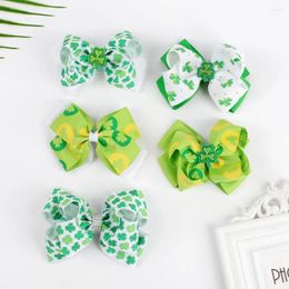 Hair Accessories CN 3Pcs/lot 4.5 Inch St. Patrick 's Day Bow For Girls Festival Clips Printed Ribbon Bowknot Hairgrips Kids Headwear