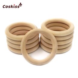 Baby Teethers Toys 65mm Nature Montessori Baby Toy Organic Infant Teething Teether Toy Accessories Wooden Ring Set Necklace 230422